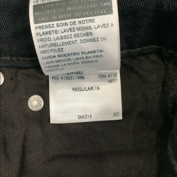 Youth Levi’s 16 Regular XL 28 x 28 Denim Relaxed Straight Jeans Black - Picture 10 of 11